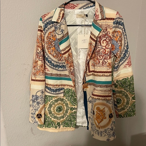 Insta Girl Jackets & Blazers - Elegant Multicolor Patterned Blazer